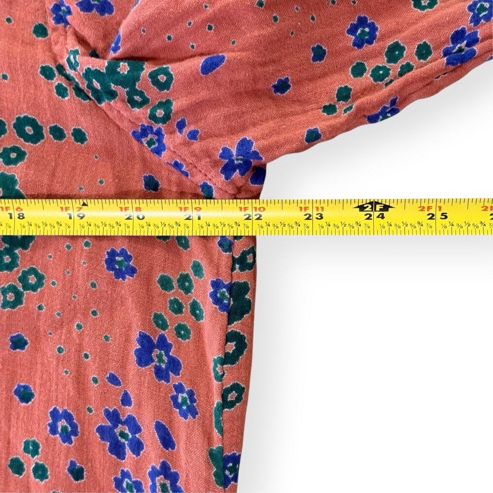 Natural Life Women's Floral Georgia Gauze Gauzy Cotton Long Sleeve Shirt Dress L - Picture 8 of 9